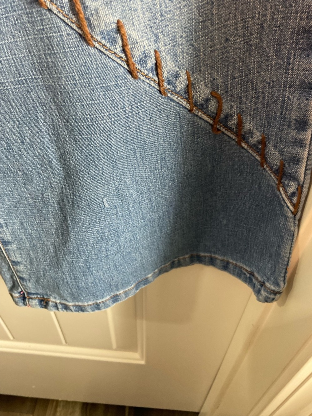 Zana Di Light Blue Flare Jeans with Zigzag Stitch Panels - Picture 12 of 13